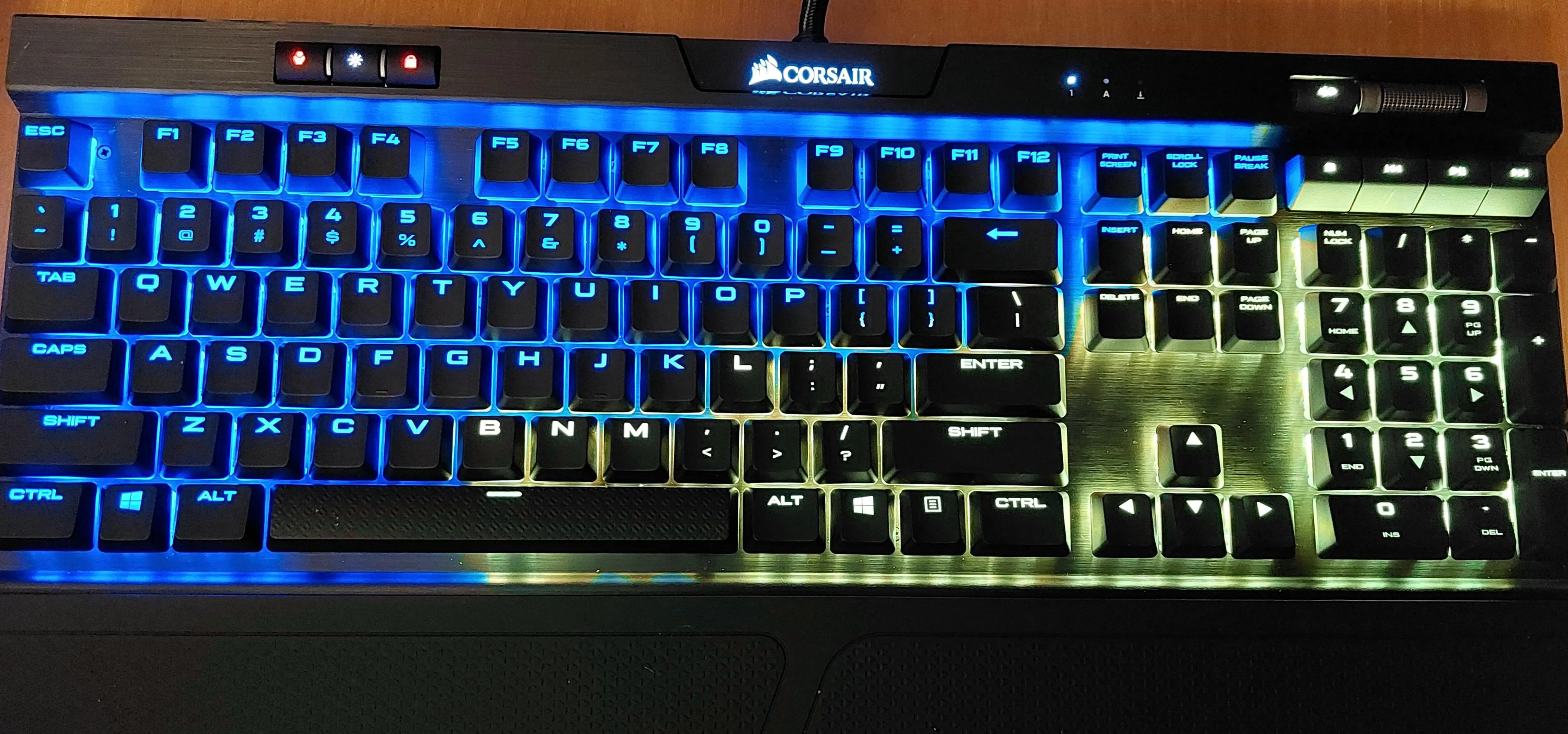 A gaming keyboard in ukraine colors